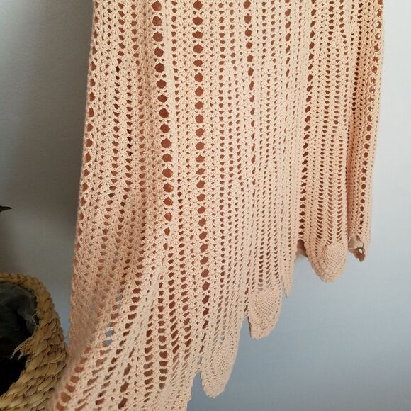 Temperley London Blush Peach Linen Cotton Blend Boho Cottagecore Crochet Dress 6 - Picture 10 of 15